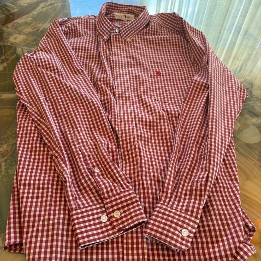 Duck Head Burgundy Checkered Button Down Shirt